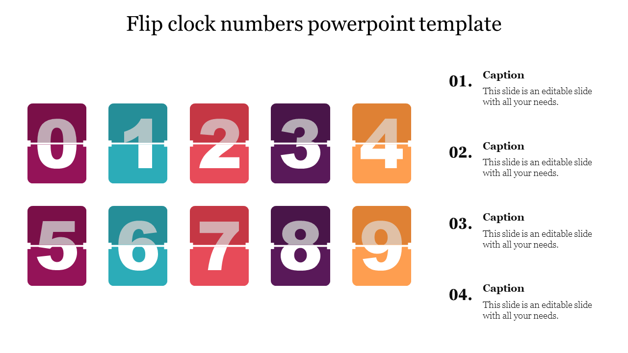 Flip clock numbers powerpoint template
